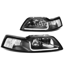 Load image into Gallery viewer, 99-04 Ford Mustang LED DRL Headlights - Black Housing Clear Corner