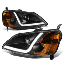 Load image into Gallery viewer, 01-03 Honda Civic LED DRL Projector Headlights Black Housing