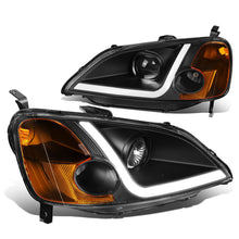 Load image into Gallery viewer, 01-03 Honda Civic LED DRL Projector Headlights Black Housing