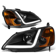 Load image into Gallery viewer, 01-03 Honda Civic LED DRL Projector Headlights Black Housing