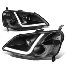 Load image into Gallery viewer, 01-03 Honda Civic LED DRL Projector Headlights Black Housing