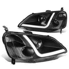 Load image into Gallery viewer, 01-03 Honda Civic LED DRL Projector Headlights Black Housing
