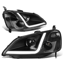 Load image into Gallery viewer, 01-03 Honda Civic LED DRL Projector Headlights Black Housing