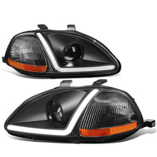 Load image into Gallery viewer, 96-98 Honda Civic LED DRL Projector Headlights Black Housing