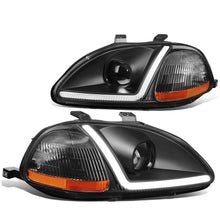 Load image into Gallery viewer, 96-98 Honda Civic LED DRL Projector Headlights Black Housing