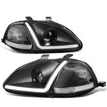 Load image into Gallery viewer, 96-98 Honda Civic LED DRL Projector Headlights Black Housing