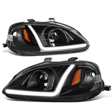Load image into Gallery viewer, 99-00 Honda Civic LED DRL Projector Headlights Black Housing