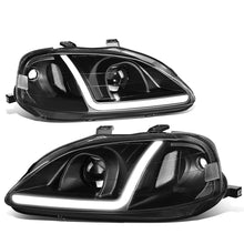 Load image into Gallery viewer, 99-00 Honda Civic LED DRL Projector Headlights Black Housing