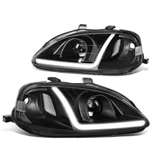Load image into Gallery viewer, 99-00 Honda Civic LED DRL Projector Headlights Black Housing