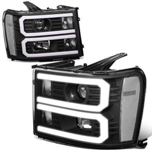 Load image into Gallery viewer, 2007-2014 GMC Sierra Dual U-Bar LED DRL Headlights Black Housing