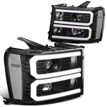 Load image into Gallery viewer, 2007-2014 GMC Sierra Dual U-Bar LED DRL Headlights Black Housing