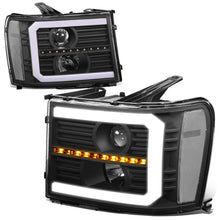 Load image into Gallery viewer, 2007-2014 GMC Sierra C-Bar LED DRL Sequential Headlights Black