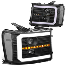 Load image into Gallery viewer, 2007-2014 GMC Sierra C-Bar LED DRL Sequential Headlights Black
