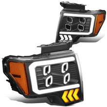 Load image into Gallery viewer, 09-14 Ford F-150 Projector LED DRL Halo Headlights Black Housing