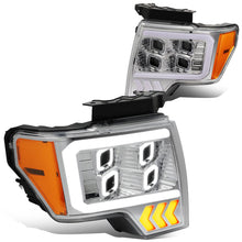 Load image into Gallery viewer, 2009-2014 Ford F-150 Quad LED DRL Halo Ring Projector Headlights Chrome