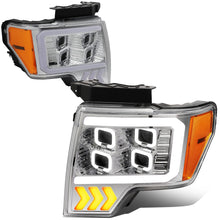 Load image into Gallery viewer, 2009-2014 Ford F-150 Quad LED DRL Halo Ring Projector Headlights Chrome