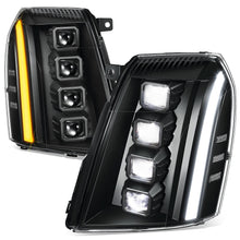 Load image into Gallery viewer, 07-14 Cadillac Escalade Quad Projector LED Switchback Headlights Black