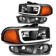 Load image into Gallery viewer, 00-07 GMC Yukon Sierra LED DRL Headlights - Black Housing Amber Corner