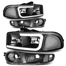 Load image into Gallery viewer, 00-07 GMC Yukon Sierra LED DRL Headlights Black Housing Clear Corner