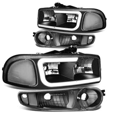 Load image into Gallery viewer, 00-07 GMC Yukon Sierra LED DRL Headlights Black Housing Clear Corner