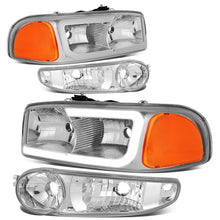 Load image into Gallery viewer, 00-07 GMC Yukon Sierra LED DRL Headlights Chrome Housing Amber Corner