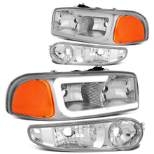 Load image into Gallery viewer, 00-07 GMC Yukon Sierra LED DRL Headlights Chrome Housing Amber Corner
