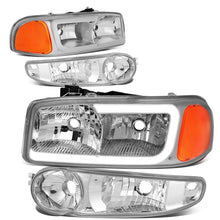 Load image into Gallery viewer, 00-07 GMC Yukon Sierra LED DRL Headlights Chrome Housing Amber Corner
