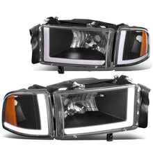 Load image into Gallery viewer, 94-02 Dodge Ram LED DRL Headlights - Black Housing Amber Corner