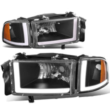 Load image into Gallery viewer, 94-02 Dodge Ram LED DRL Headlights - Black Housing Amber Corner