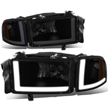 Load image into Gallery viewer, 94-02 Dodge Ram LED DRL Headlights Black Housing Smoke Lens