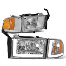 Load image into Gallery viewer, 94-02 Dodge Ram LED DRL Headlights Chrome Housing Amber Corner