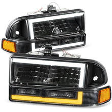 Load image into Gallery viewer, 98-04 Chevrolet Blazer S10 LED Switchback L-Pattern Headlights Black