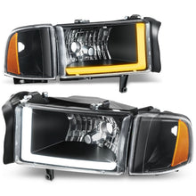 Load image into Gallery viewer, 4PC LED Bar Headlights - Clear Lens Amber Reflector Black Housing