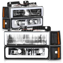 Load image into Gallery viewer, Clear Lens Amber Reflector Black Housing LED Bar Headlights 8PCS