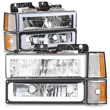 Load image into Gallery viewer, Clear Lens Amber Reflector Chrome Housing LED Bar Headlights 8PCS