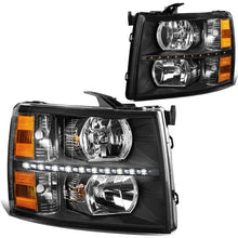 Load image into Gallery viewer, 2007-2014 Chevrolet Silverado LED Reflector Headlights Black