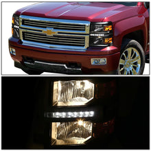 Load image into Gallery viewer, 14-15 Chevy Silverado LED DRL Headlights Black Housing Amber Corner