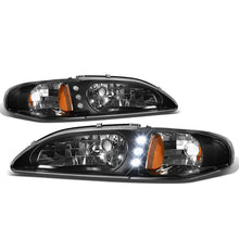 Load image into Gallery viewer, 94-98 Ford Mustang LED Headlights - Black Housing w/ Amber Corner