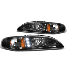 Load image into Gallery viewer, 94-98 Ford Mustang LED Headlights - Black Housing w/ Amber Corner