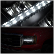 Load image into Gallery viewer, 2007-2014 GMC Sierra LED DRL Headlights Black Housing Amber Corner