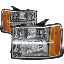 Load image into Gallery viewer, 2007-2014 GMC Sierra LED DRL Headlights Chrome Housing Amber Corner
