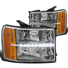 Load image into Gallery viewer, 2007-2014 GMC Sierra LED DRL Headlights Chrome Housing Amber Corner