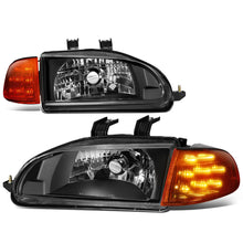 Load image into Gallery viewer, 92-95 Honda Civic LED DRL Headlights - Black Housing / Amber Corner