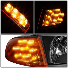Load image into Gallery viewer, 92-95 Honda Civic LED DRL Headlights - Black Housing / Amber Corner