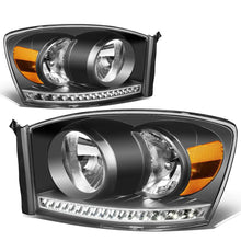 Load image into Gallery viewer, 06-09 Dodge Ram LED DRL Headlights - Black Housing Amber Corner
