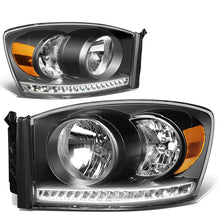 Load image into Gallery viewer, 06-09 Dodge Ram LED DRL Headlights - Black Housing Amber Corner