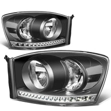 Load image into Gallery viewer, 06-09 Dodge Ram LED DRL Headlights Black Housing Clear Corner