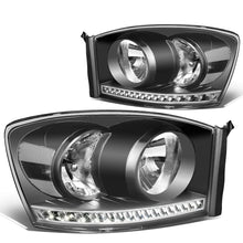 Load image into Gallery viewer, 06-09 Dodge Ram LED DRL Headlights Black Housing Clear Corner