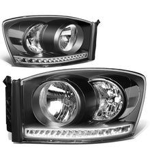 Load image into Gallery viewer, 06-09 Dodge Ram LED DRL Headlights Black Housing Clear Corner