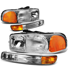 Load image into Gallery viewer, 99-07 GMC Sierra OEM Style 4PC Chrome Headlights with Amber Corner